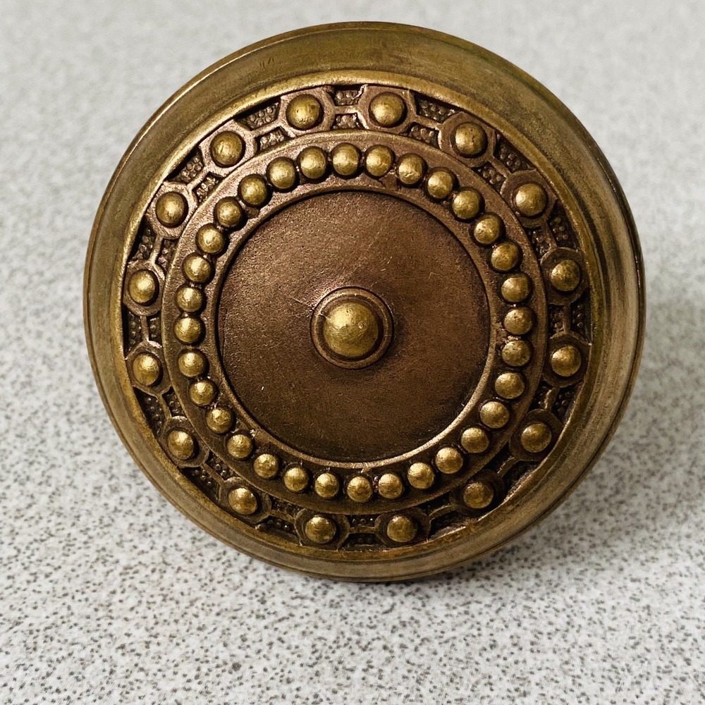 Antique Vtg FC Linde Door Knob Cast Bronze 2 1/4" C:1885 Eastlake Circles